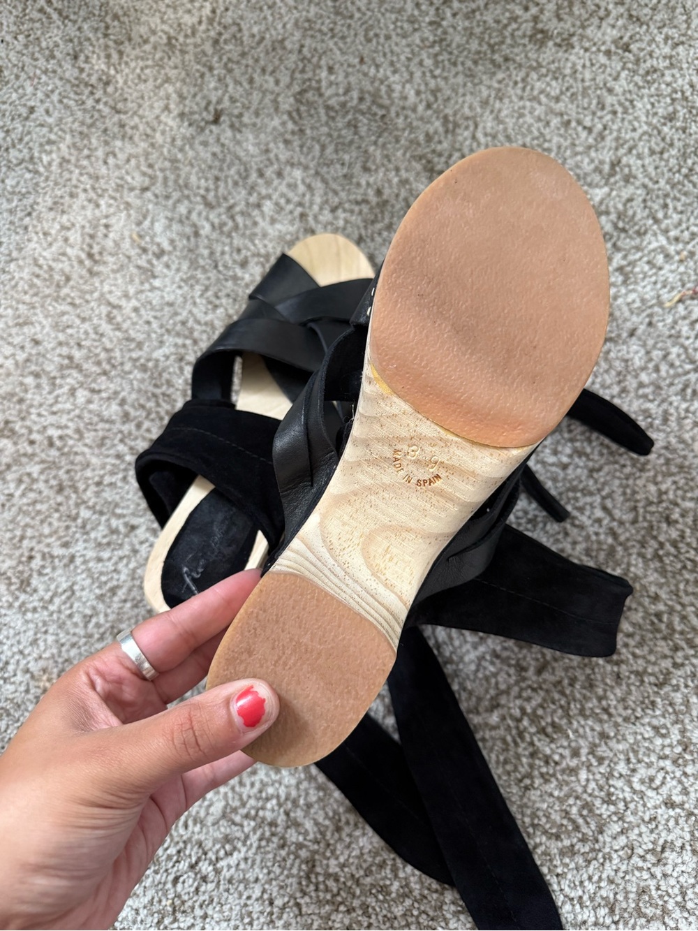 Free People Emmy Wrap Clog Sandals – Black Leather Platform Heels size 39 - Picture 4 of 5
